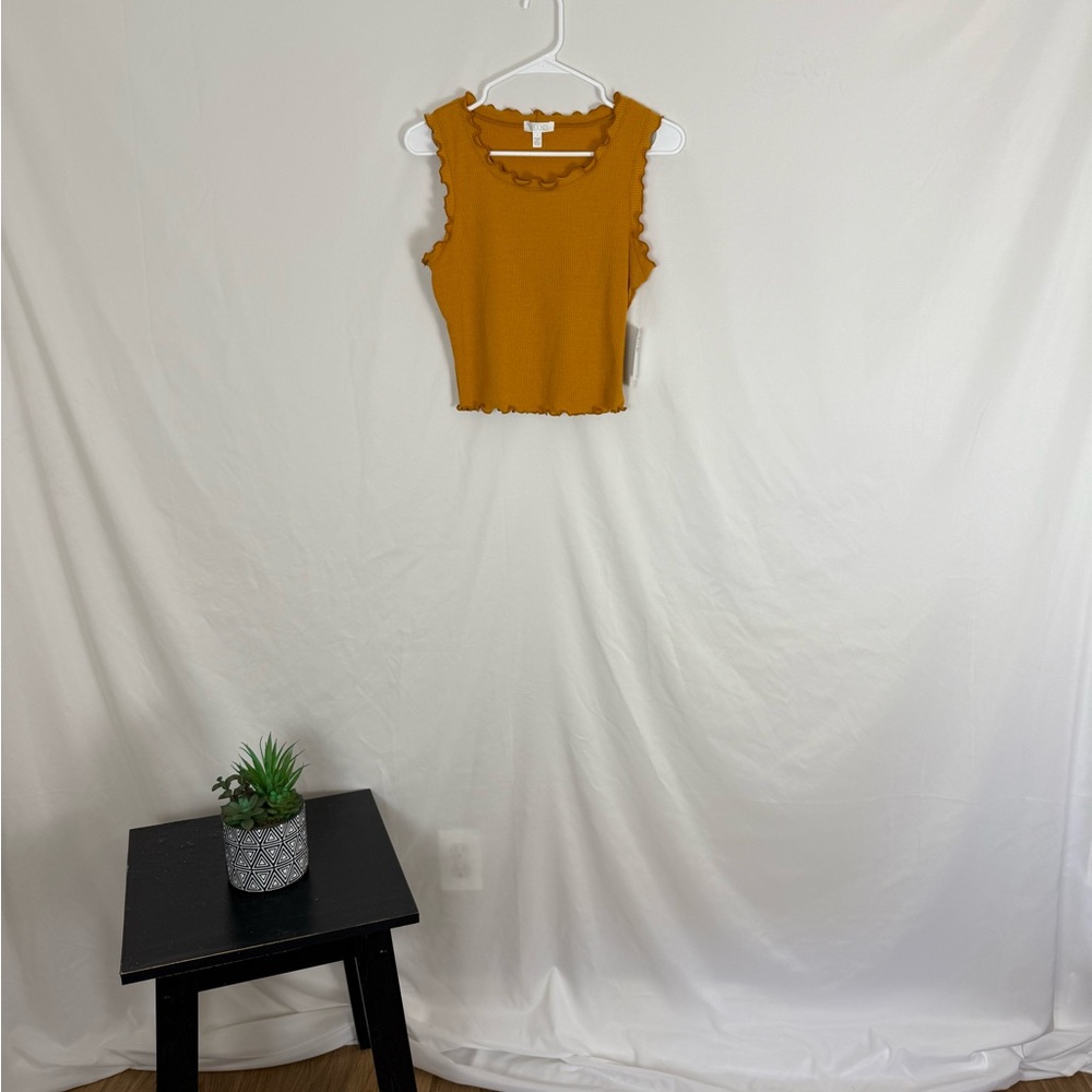 Abound Ribbed Ruffle Tank - Yellow Gold (Size Small) New with Tags